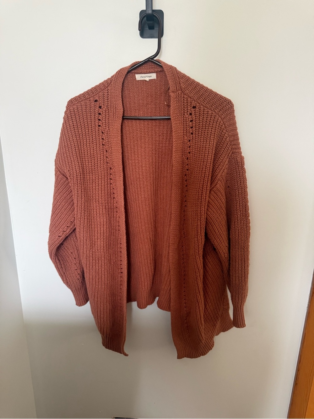 Open-Front Chunky Knit Cardigan - Rust